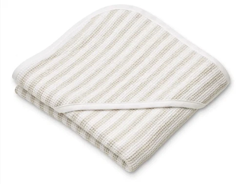 Liewood stripe crisp white sandy hooded håndklæde Caro